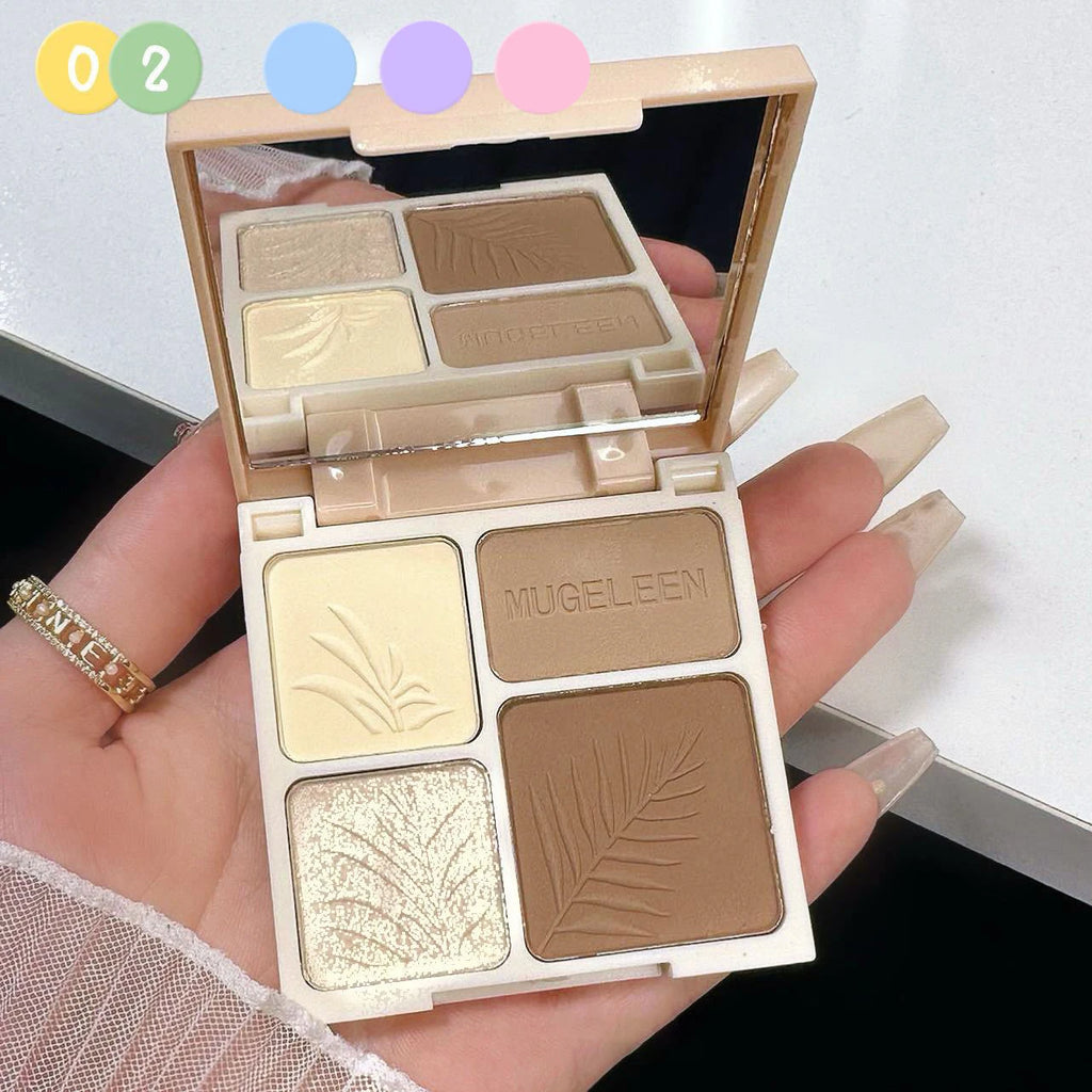 4 Colors Highlighter Contour 3D Facial Bronzer Cosmetic Brightening Beige Matte Highlights Palette Eye Shadow Nose Powder Makeup