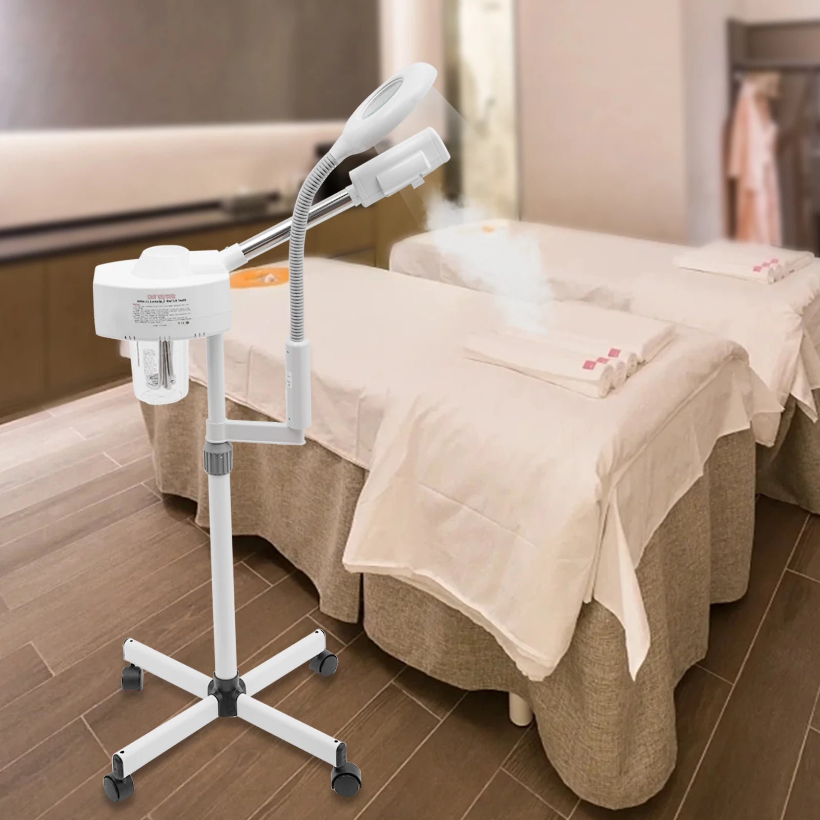 2 in 1 750W Magnifying Lamp Hot Vapozone Ozone Streamer Steam Device Facial Sauna Machine with 5X Light