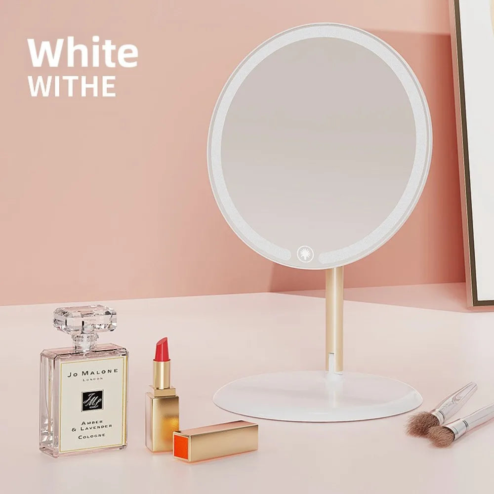 Makeup LED Touch Screen Makeup Mirror Foldable Illuminated 3 Colors Lighting Modes USB Rechargeable Cosmetic Mirror Tools Mirror