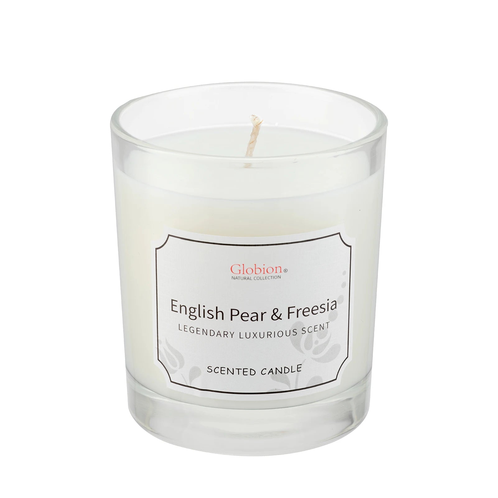 Scented Candle English Pear and Freesia Aromatherapy Candle Glass Jar + Lid 7oz for Home 45 Hours Burn Time Gift for Birthday