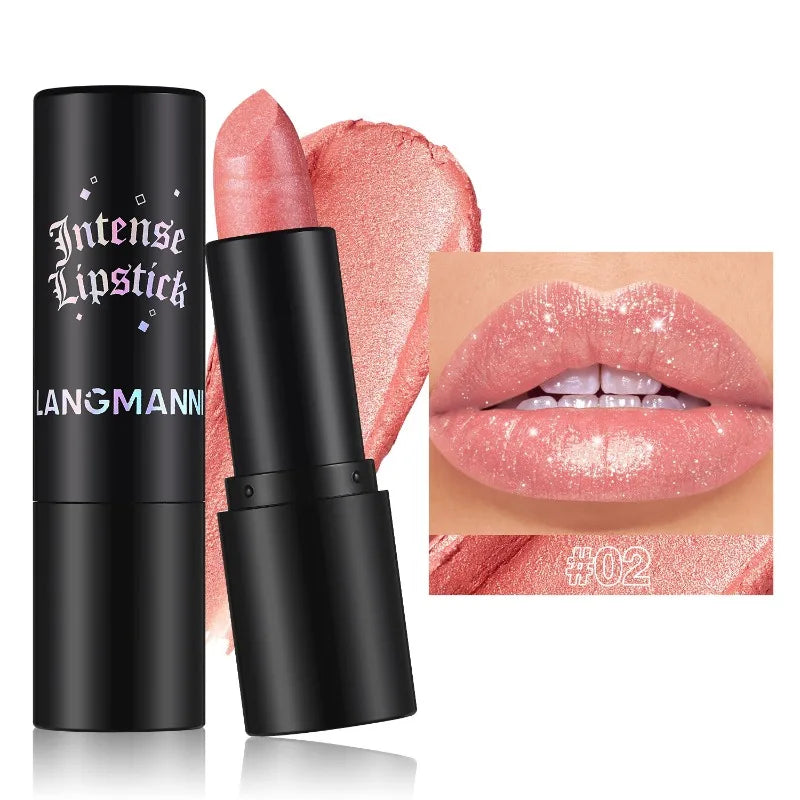 Rouge à lèvres Diamond Glitter Hydratant Rose étincelant Imperméable Brillant à lèvres Métallique Rouge à lèvres Sexy Teinte à lèvres Maquillage des lèvres