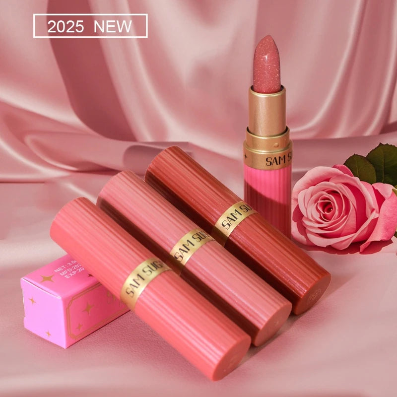 Rouge à lèvres Diamond Glitter Hydratant Rose étincelant Imperméable Brillant à lèvres Métallique Rouge à lèvres Sexy Teinte à lèvres Maquillage des lèvres