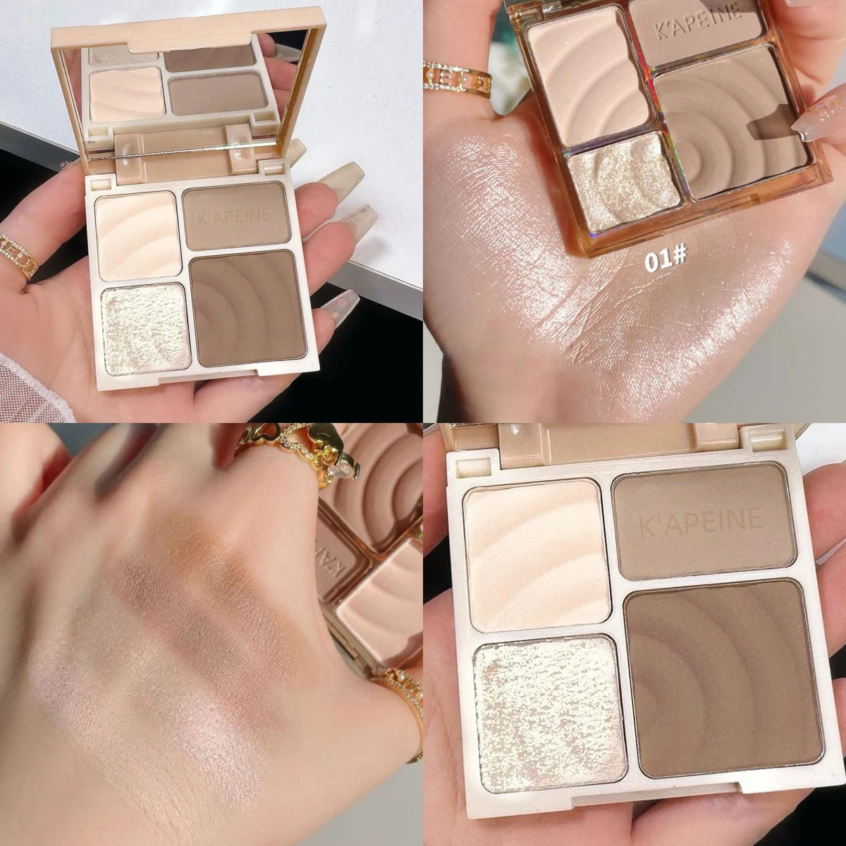 4 Colors Highlighter Contour 3D Facial Bronzer Cosmetic Brightening Beige Matte Highlights Palette Eye Shadow Nose Powder Makeup