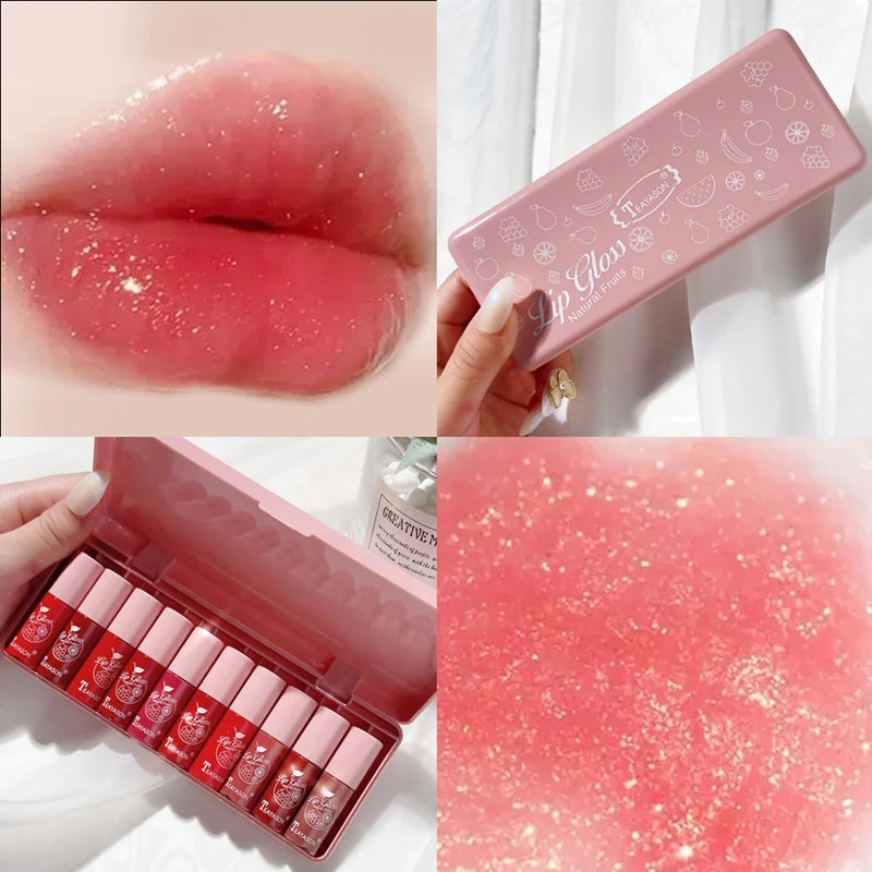 Ensemble de brillant à lèvres liquide de 10 couleurs Ensemble de rouge à lèvres imperméable antiadhésif de 24 heures Ensemble de rouges à lèvres de miroir de longue durée Gloss à lèvres Soins de maquillage cosmétique