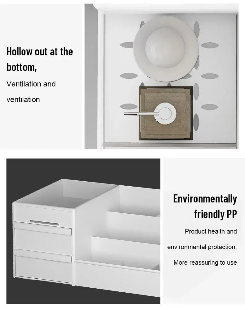White Drawer Makeup Storage Box Dormitory Finishing Plastic Shelf Cosmetics Skin Care Dressing Table Desktop Makeup Organizer
