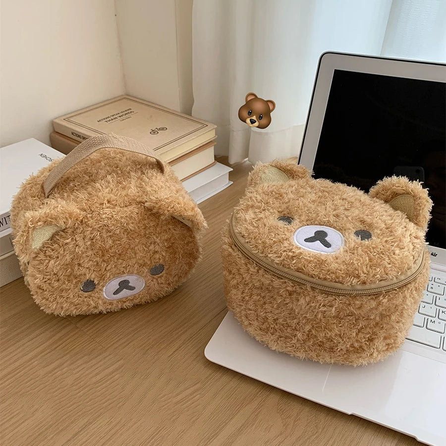 Plushes Makeup Case Anime Relaxed Bear Cosmetic Bag Women Jewelry Storage Pouch Girl Organizer Handbags Gift Hot Sales