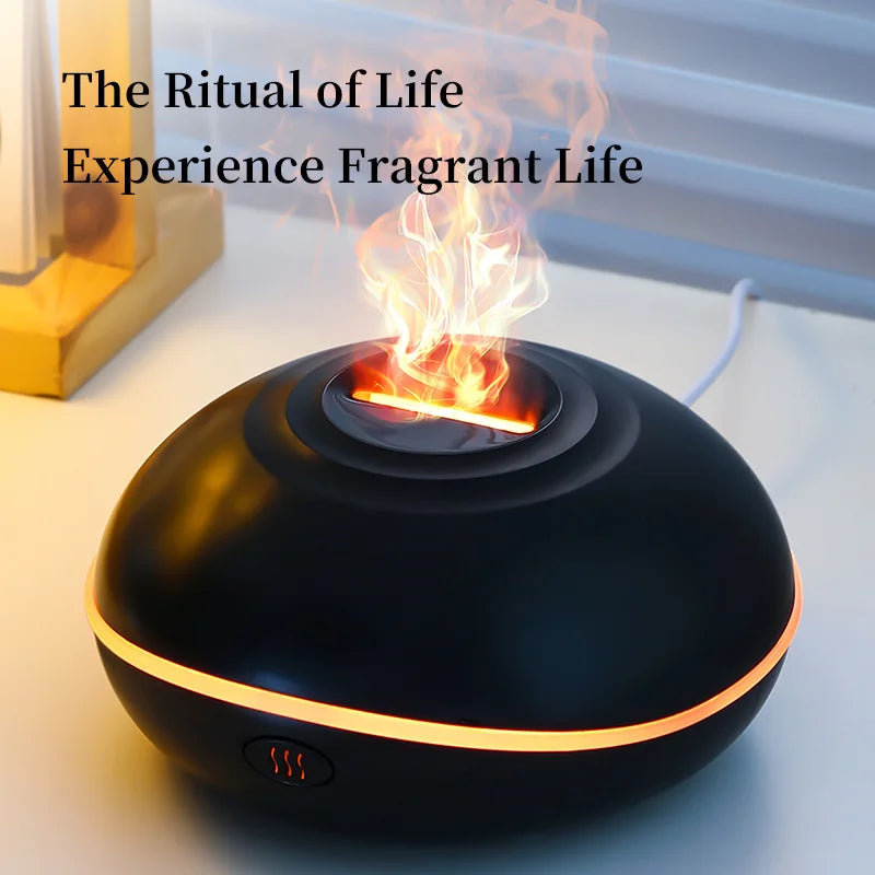 High Quality Aroma Diffuser Essential Oil Lamp 200ml USB Portable Air Humidifier with Color Flame Night Light
