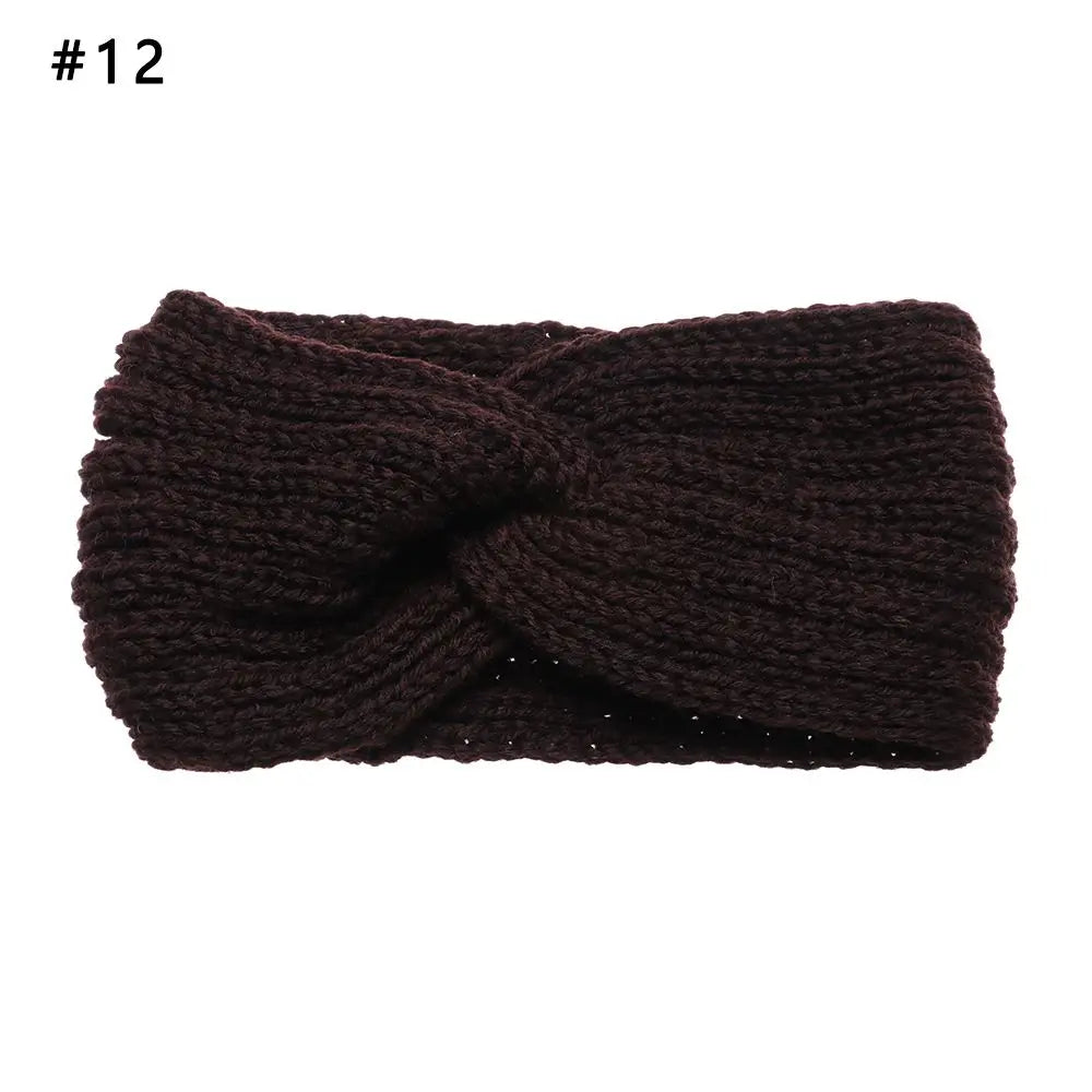 Women Weaving Cross Headband Knitting Warm Headwear Leopard Bowknot Turban Wide Fashion Winter Cycling Crochet Turban Colorful