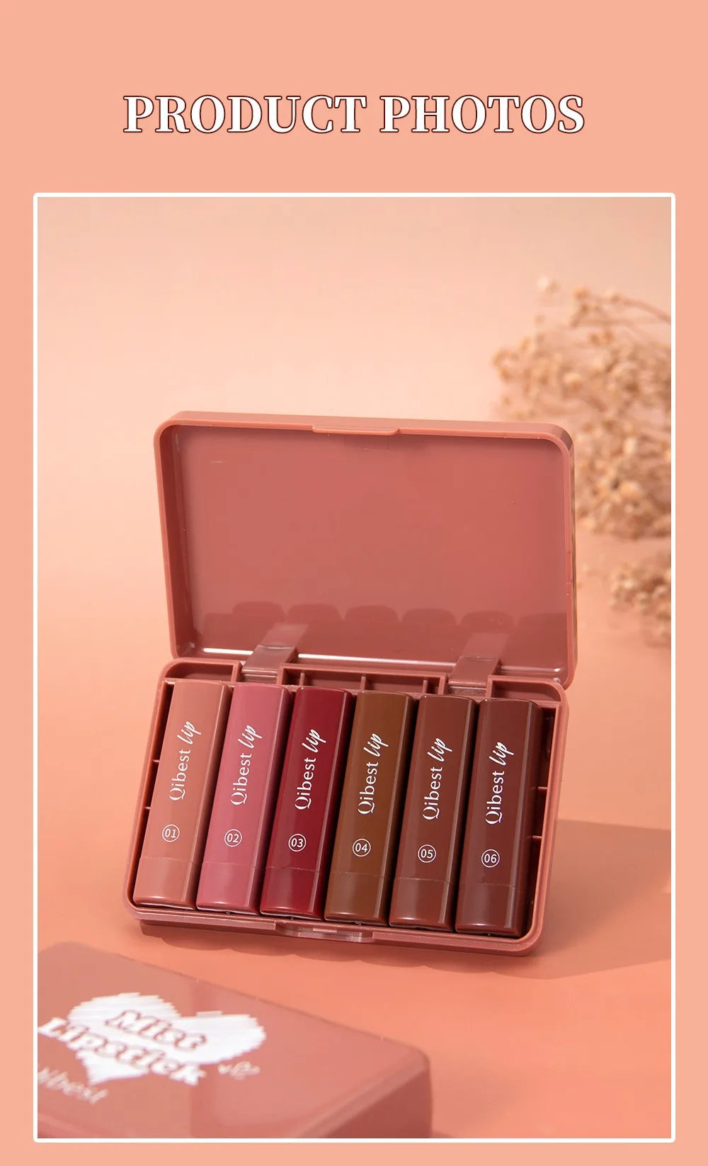 6PCS Ensemble de crayons de rouge à lèvres mats qui durent Twist-Up