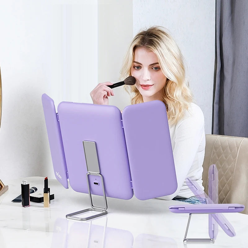 SEJOY Makeup Mirror with Lights, 1X 3X 7X Magnifying Mirror, Touch Control, Trifold Makeup Mirror, Portable LED Makeup Mirror