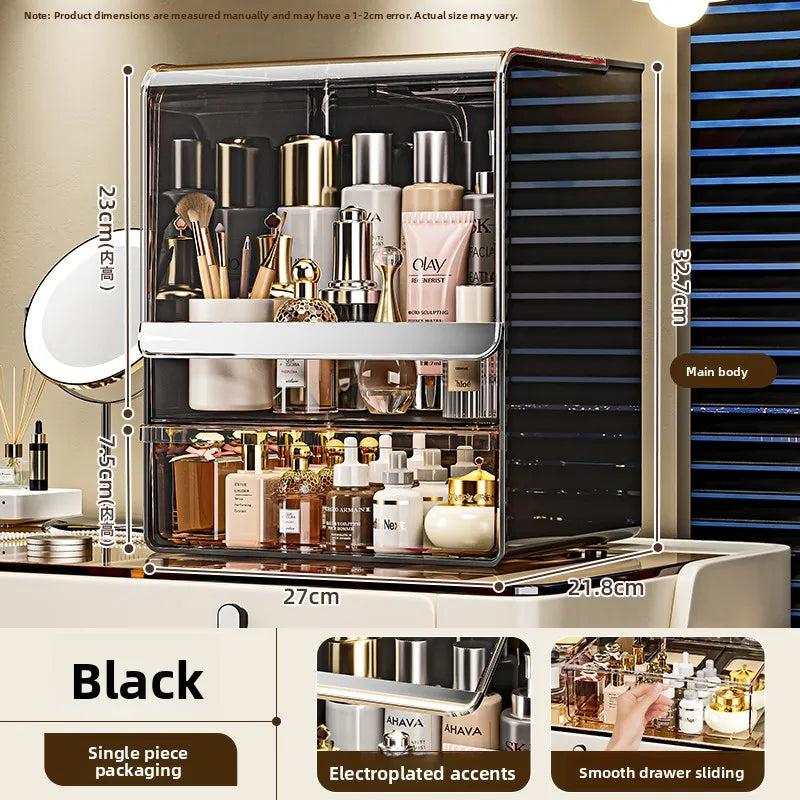 Grande boîte de rangement cosmétique acrylique multicouche Capaci Organisateur de bureau anti-poussière pour les produits de soins de la peau