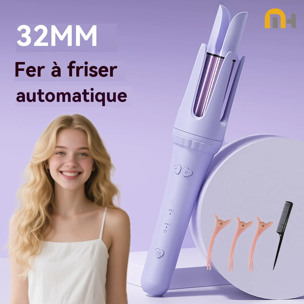 Fer à friser à friser 32mm Baguette à friser Pinces bouclées professionnelles Outil de coiffure de salon électrique en céramique Petit fer à sertir