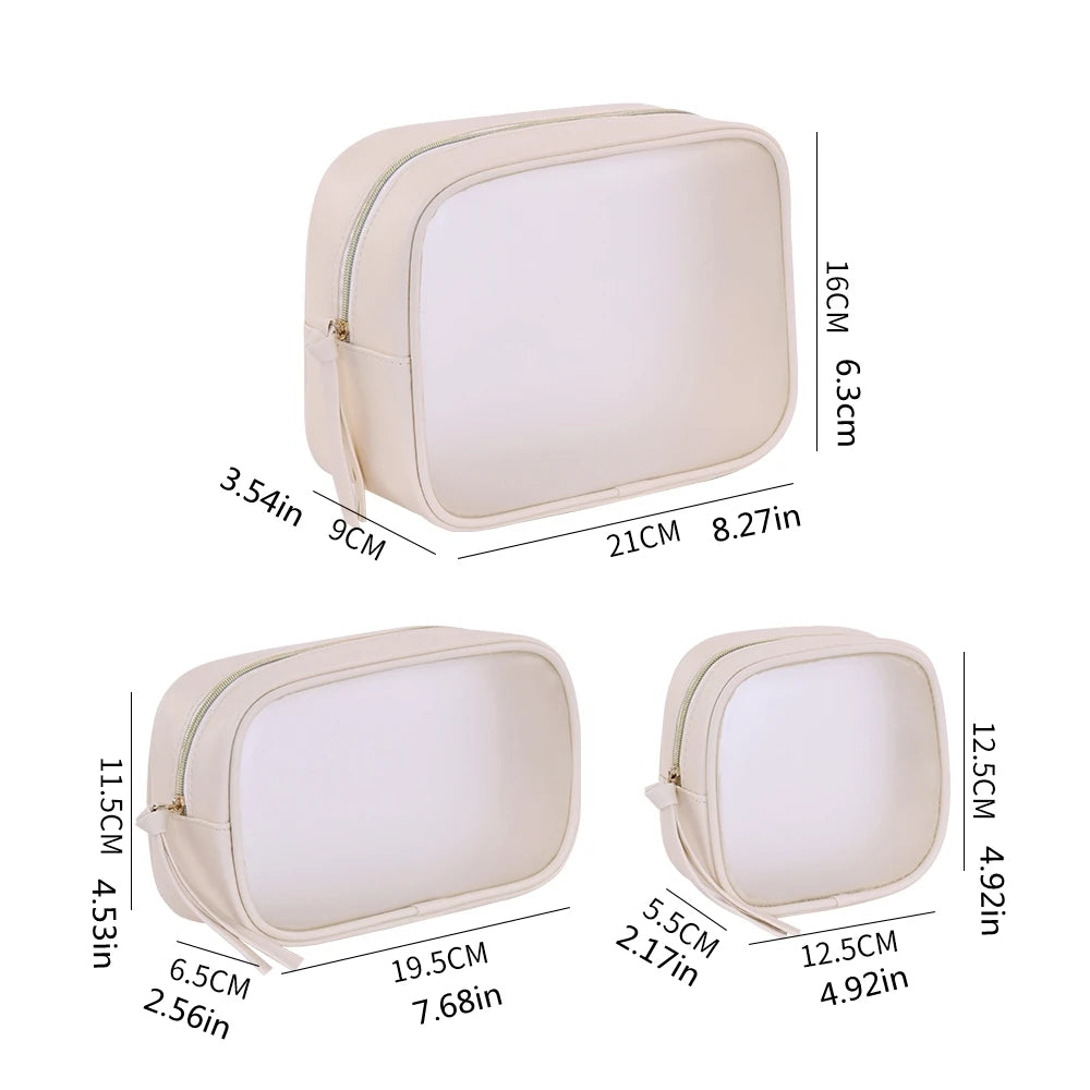 1pc sac de maquillage semi-transparent multifonctionnel, sac de rangement pour cosmétiques, trousse de toilette de voyage d’affaires, maquillage de grande capacité