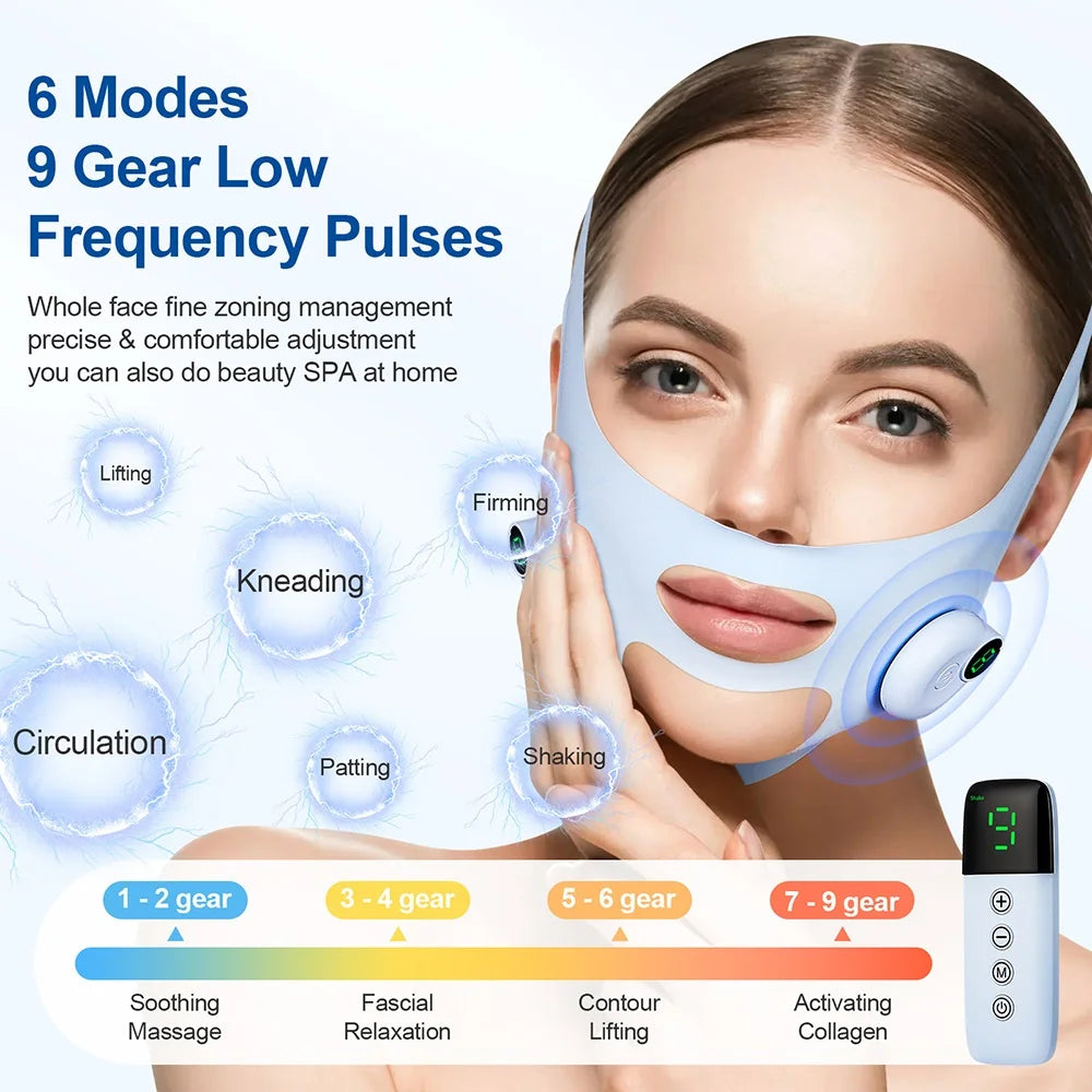 V Line Face Sliming Strap Facial EMS Levage Machine Micro-courant Face Masseur Basse Fréquence Pulse Chin Cheek Lift Up Belt