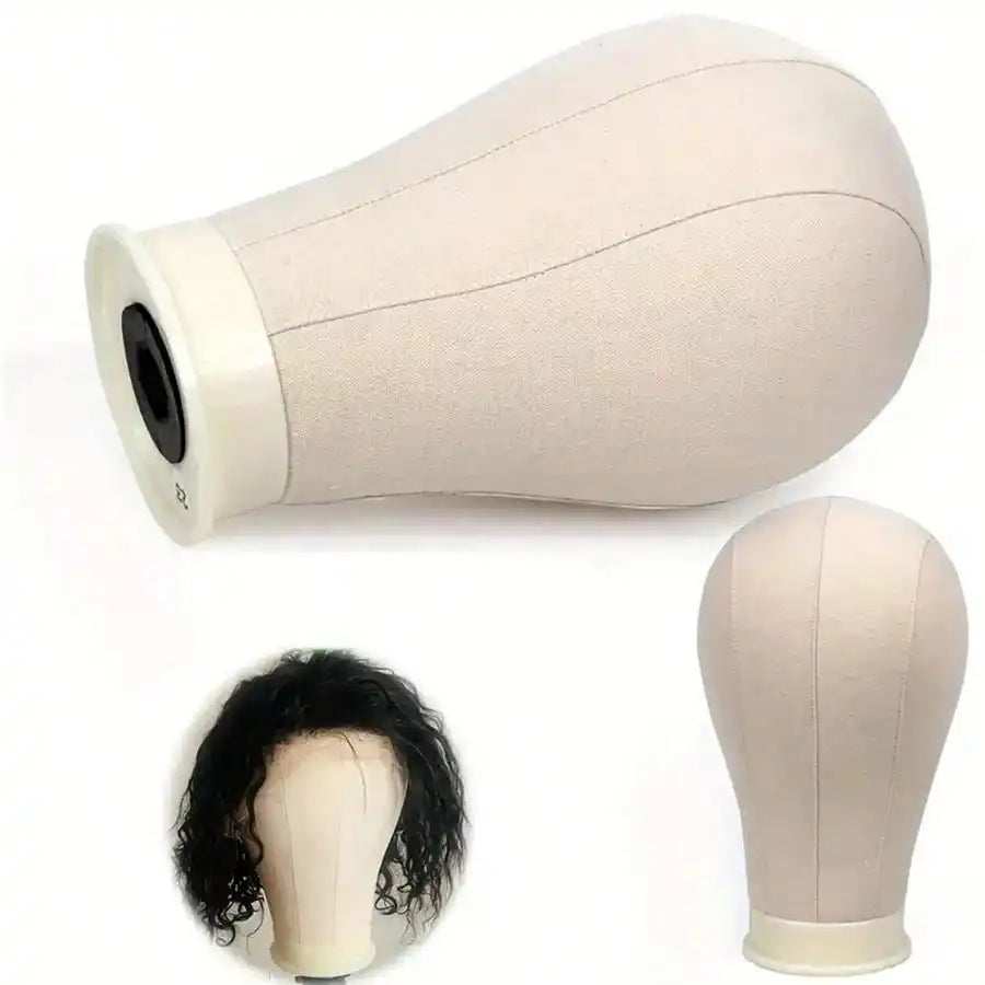22 Inch Canvas Wig Head Stand, Wig Stand Tripod with Head, Mannequin Head for Wigs, Manikin Canvas Block Head Set Making Display