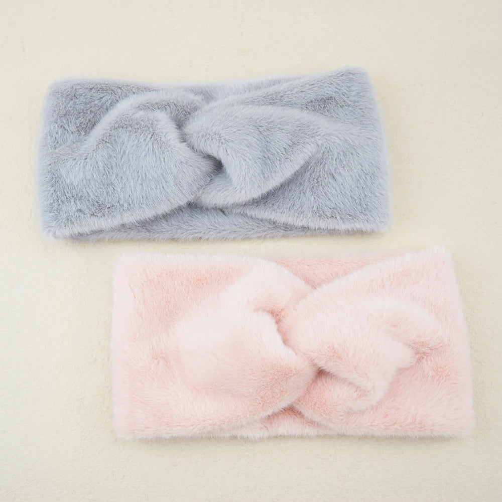 New Women Girls Solid Color Hair Bands Knitted Wool Headbands Vintage Cross Turban Bandage Ear Warmer Hairbands Hair Accessories