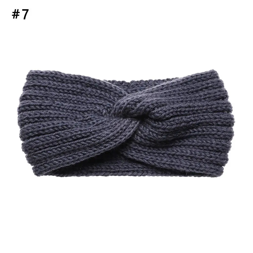 Women Weaving Cross Headband Knitting Warm Headwear Leopard Bowknot Turban Wide Fashion Winter Cycling Crochet Turban Colorful