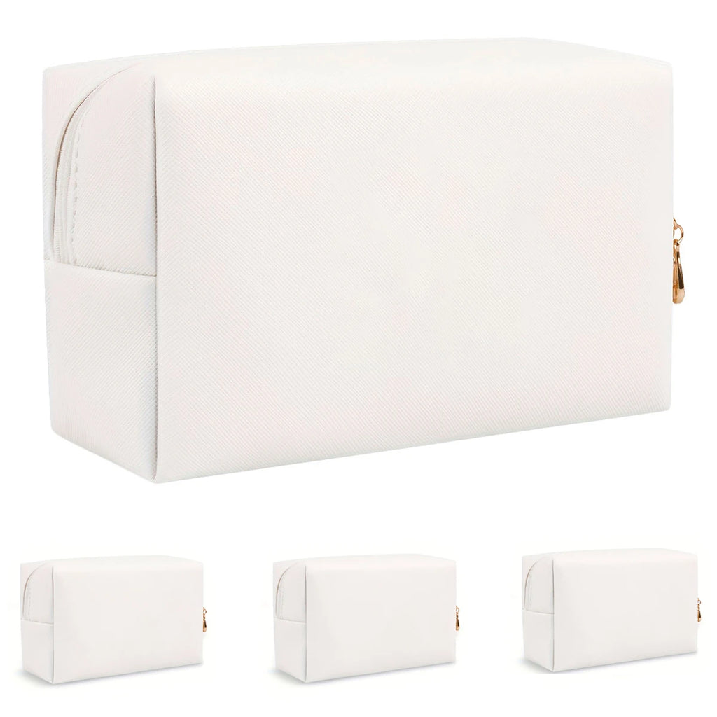 Initial letter patch makeup bag, Preppy portable zipper bag, PU leather waterproof travel wash bag,letter women's handbag-ll-LJX