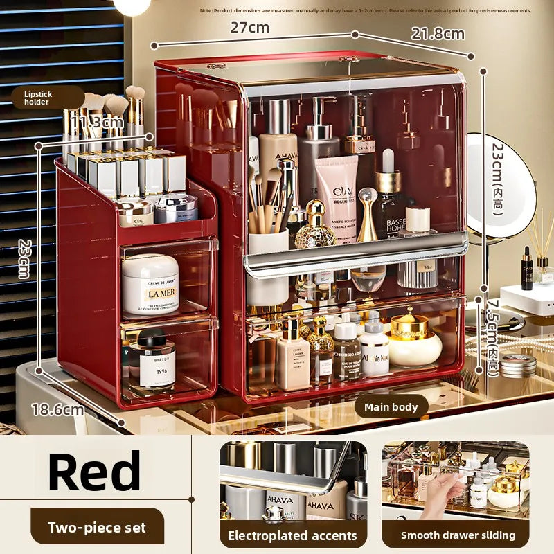 Grande boîte de rangement cosmétique acrylique multicouche Capaci Organisateur de bureau anti-poussière pour les produits de soins de la peau