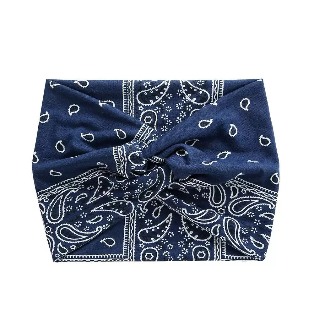 Bandeau large à imprimé bohème - Absorbant l’eau, sangles croisées, adapté au yoga, à la course à pied et à l’utilisation quotidienne