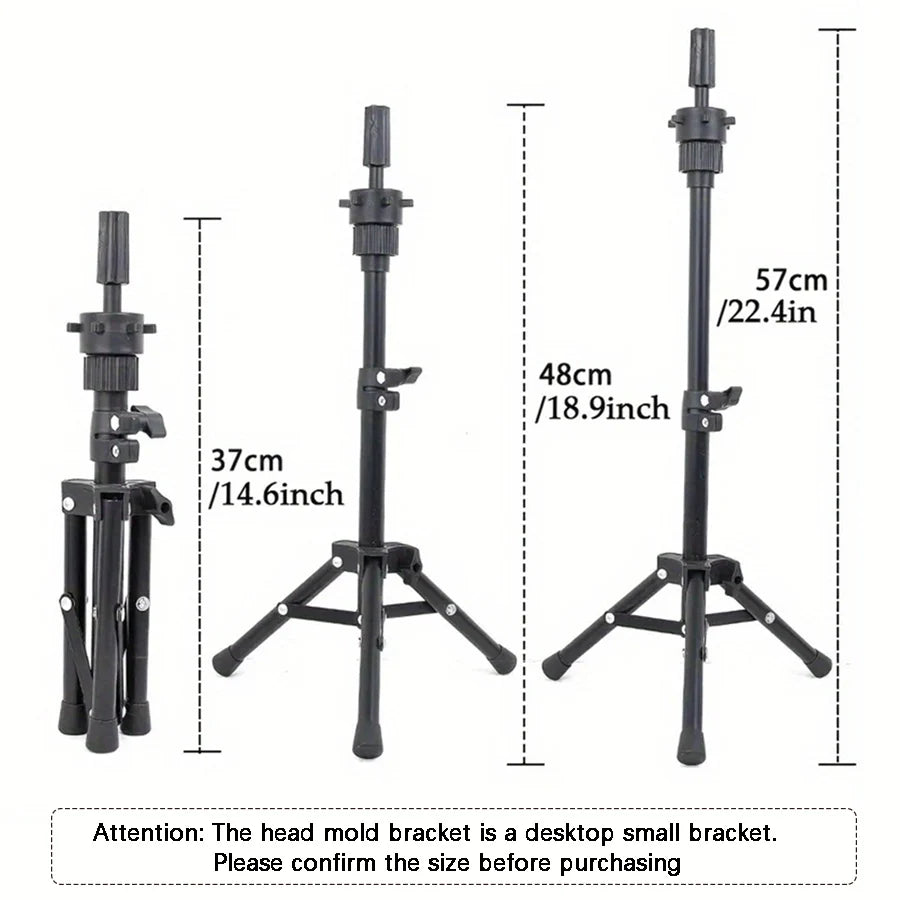 22 Inch Canvas Wig Head Stand, Wig Stand Tripod with Head, Mannequin Head for Wigs, Manikin Canvas Block Head Set Making Display