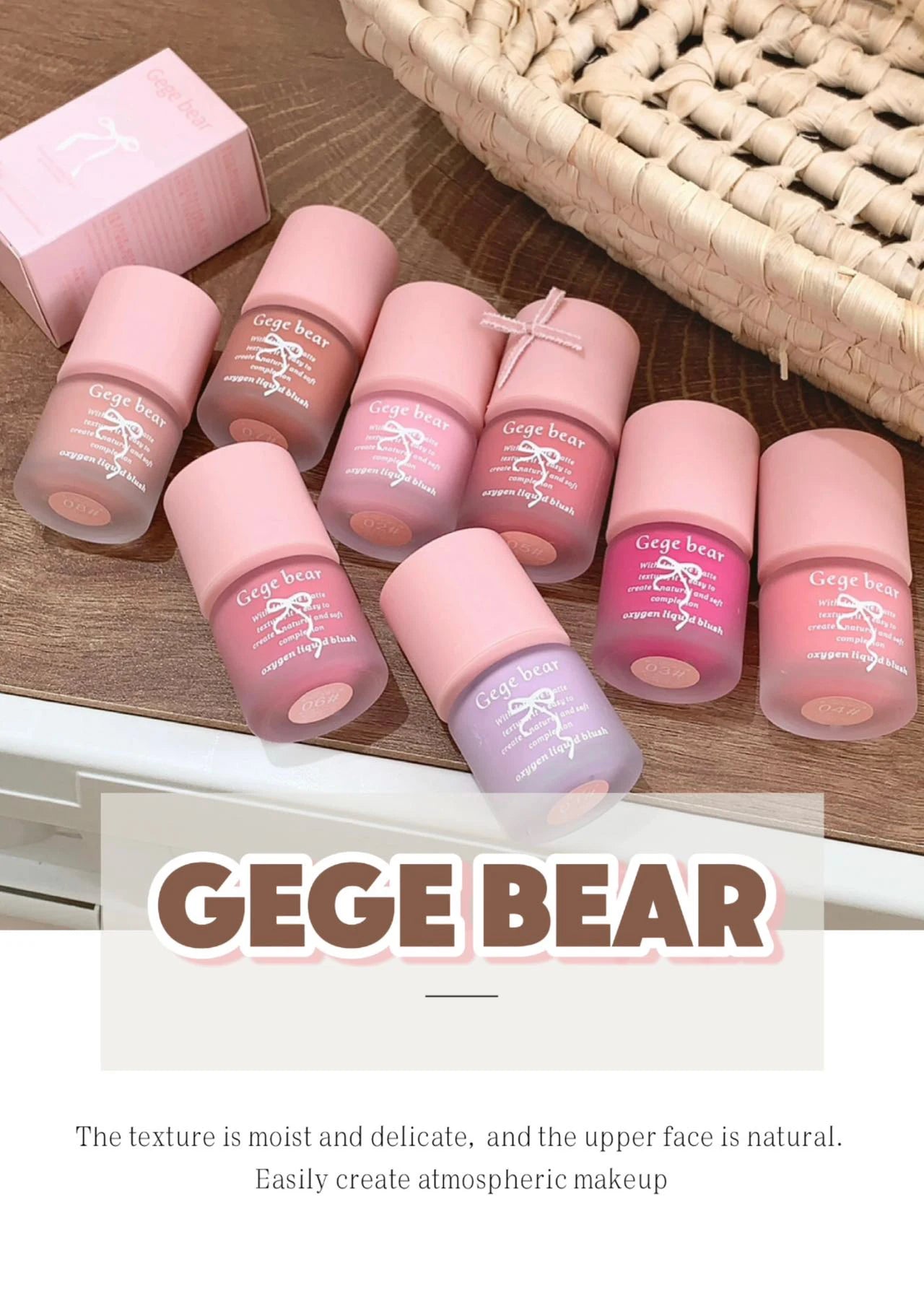 Gege Bear Light Blush Liquid Moisturizing Mirror Vitality Moisturizing Whitening Brightening Natural Rouge