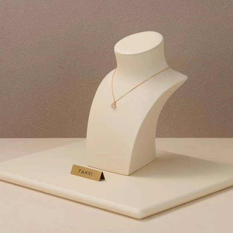 Ciyye Beige Jewelry Counter Display Set Props Shop Cabinet Display for Necklace Earring Ring Jewelry Stand Storage Organizer Set