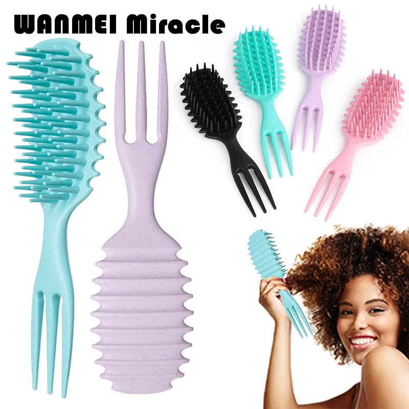 Curly Hair Brush Gentle Detangling Hairbrush Scalp Massage 3-in-1 Multifunction Curl Comb Defining Curly Hair Styling Tools