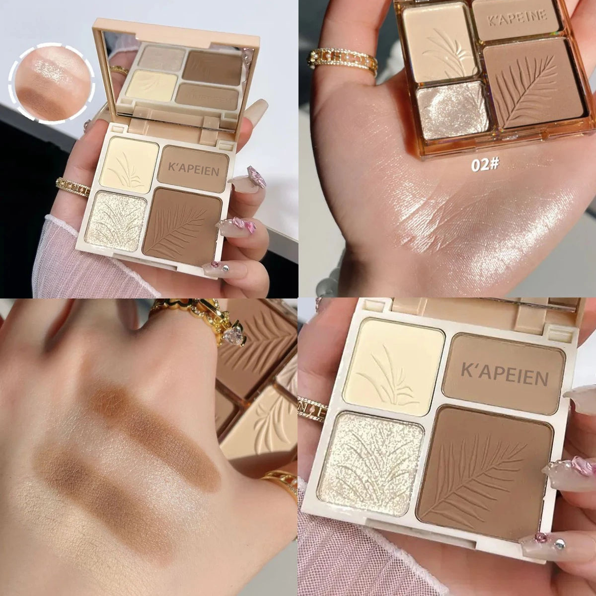 4 Colors Highlighter Contour 3D Facial Bronzer Cosmetic Brightening Beige Matte Highlights Palette Eye Shadow Nose Powder Makeup