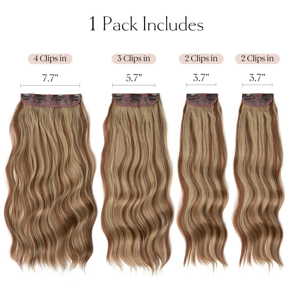4pcs/set Synthétique Long Wave Clip In Hair Extensions 22 » Thick Hairpiece For Women Brown Blonde Black Natural Fake Hair