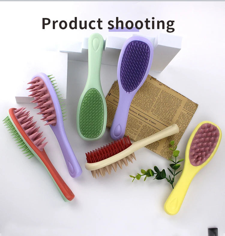 Peigne 2 en 1 pour shampooing et brosse double face