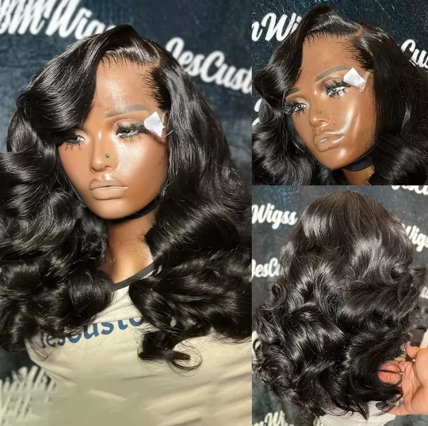 14 16 pouces perruque Cheveux humains Vague corporelle 13x4 HD Perruques frontales en dentelle 7x5 Fermeture Perruques sans colle