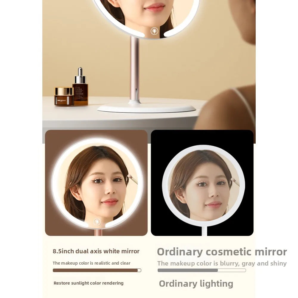 Makeup LED Touch Screen Makeup Mirror Foldable Illuminated 3 Colors Lighting Modes USB Rechargeable Cosmetic Mirror Tools Mirror