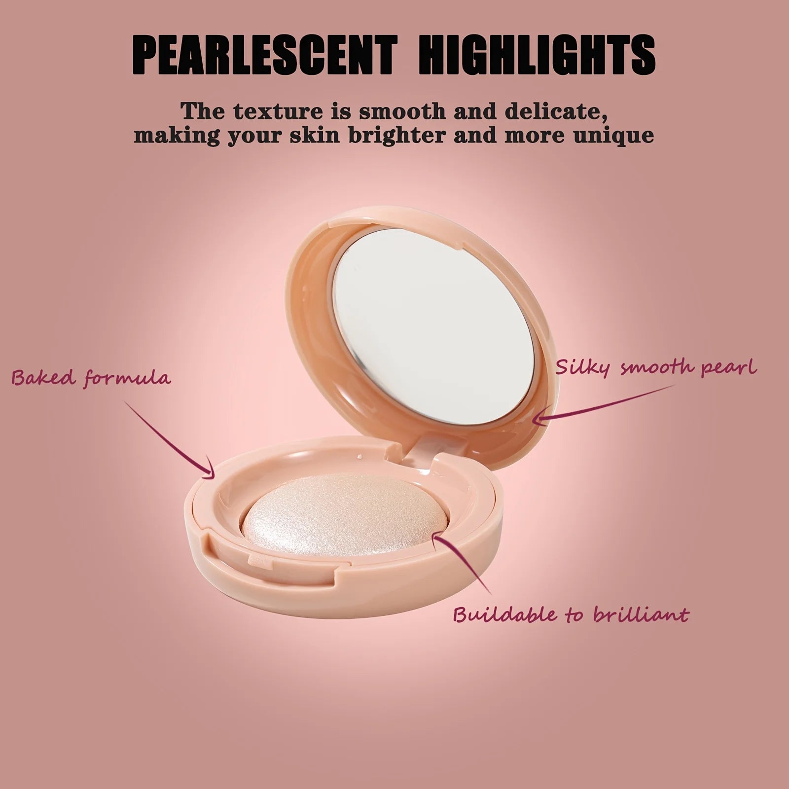 Face Highlighter Palette, High Glossy Face Illuminator Palette, Natural Glow Finish, Pearl Shimmer Smooth Baked Powder