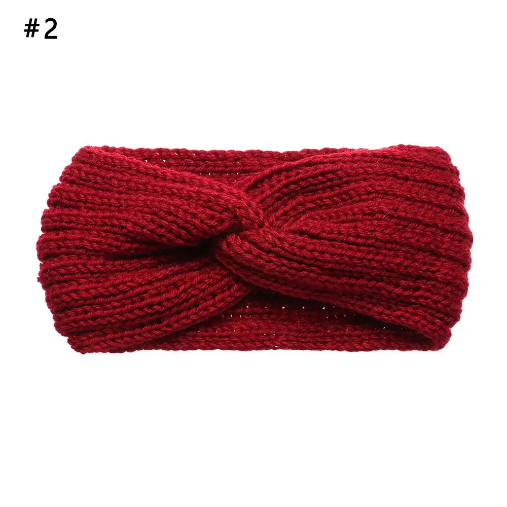 Women Weaving Cross Headband Knitting Warm Headwear Leopard Bowknot Turban Wide Fashion Winter Cycling Crochet Turban Colorful