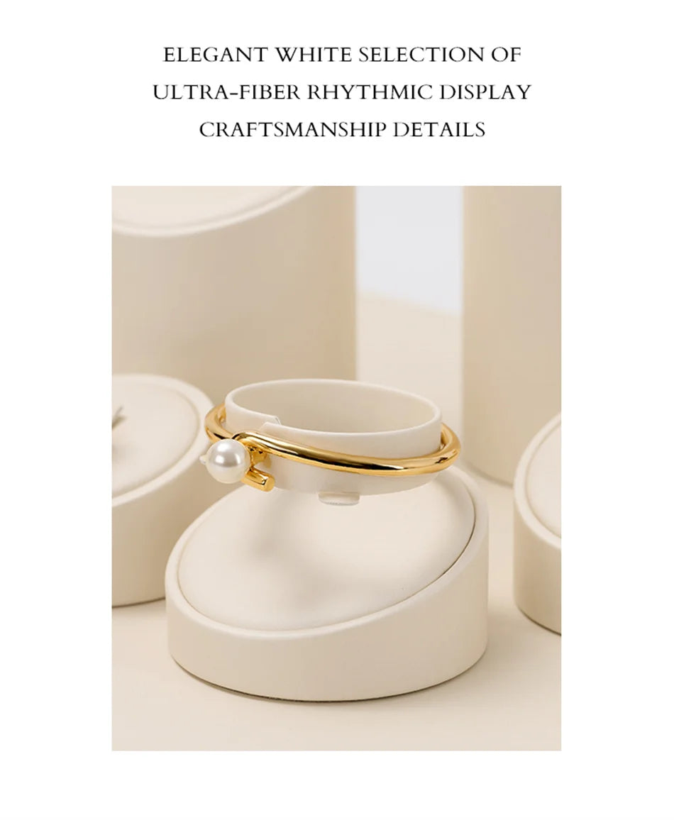 Ciyye Beige Jewelry Counter Display Set Props Shop Cabinet Display for Necklace Earring Ring Jewelry Stand Storage Organizer Set