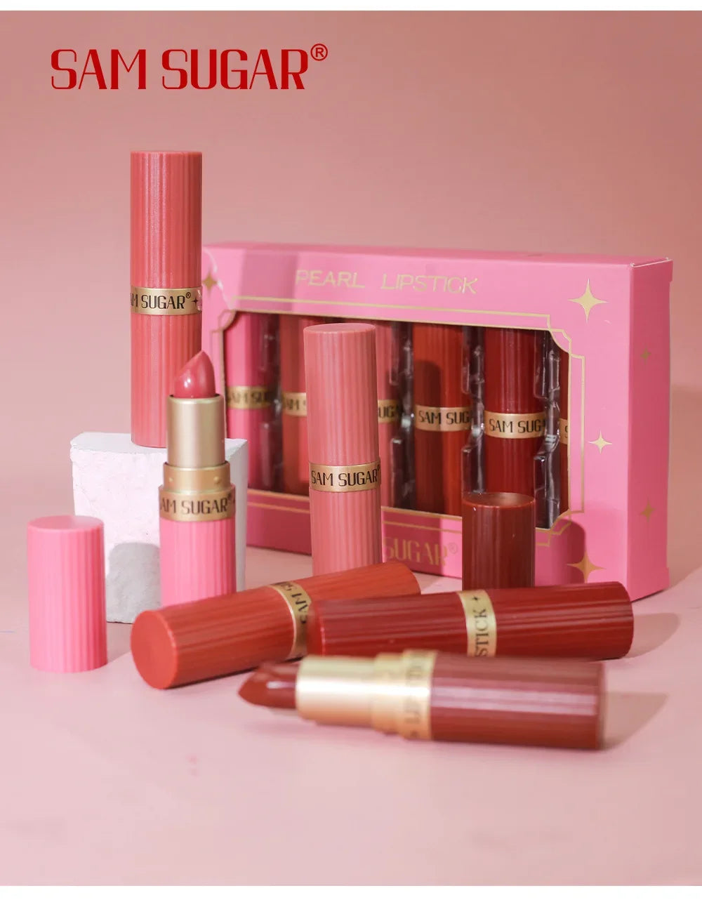 Rouge à lèvres Diamond Glitter Hydratant Rose étincelant Imperméable Brillant à lèvres Métallique Rouge à lèvres Sexy Teinte à lèvres Maquillage des lèvres