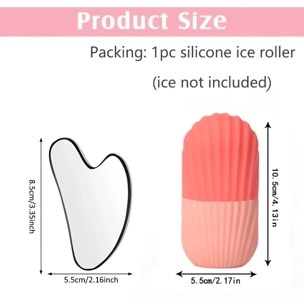 1/3PCS Ice Face Roller Stainless Steel Gua Sha Board Set Facial Massager Face Massage Roller Face Lifting Beauty Skin Care Tools