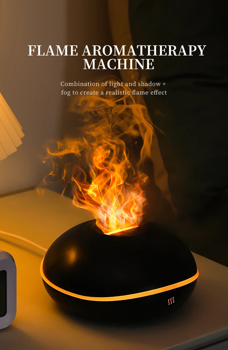 High Quality Aroma Diffuser Essential Oil Lamp 200ml USB Portable Air Humidifier with Color Flame Night Light