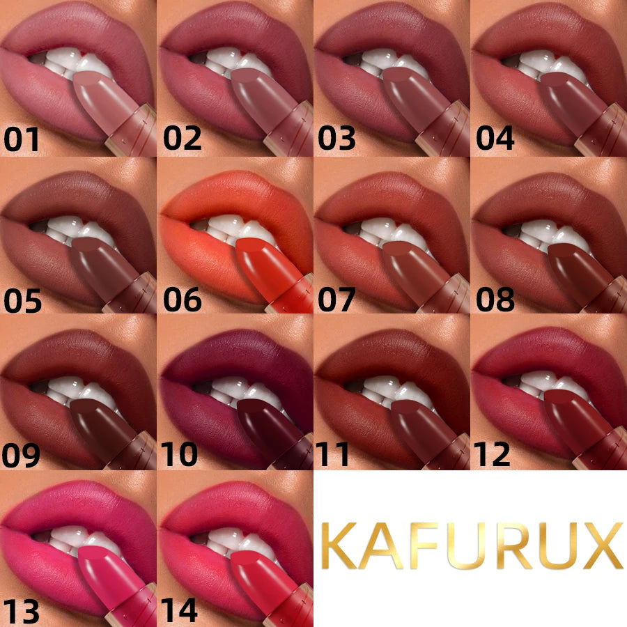 14-color Matte Lipstick  Red Lip Stick Waterproof Sexy Korean Makeup Lip Tint Brown Pink Lip Cosmetic Long Lasting Lip Gloss