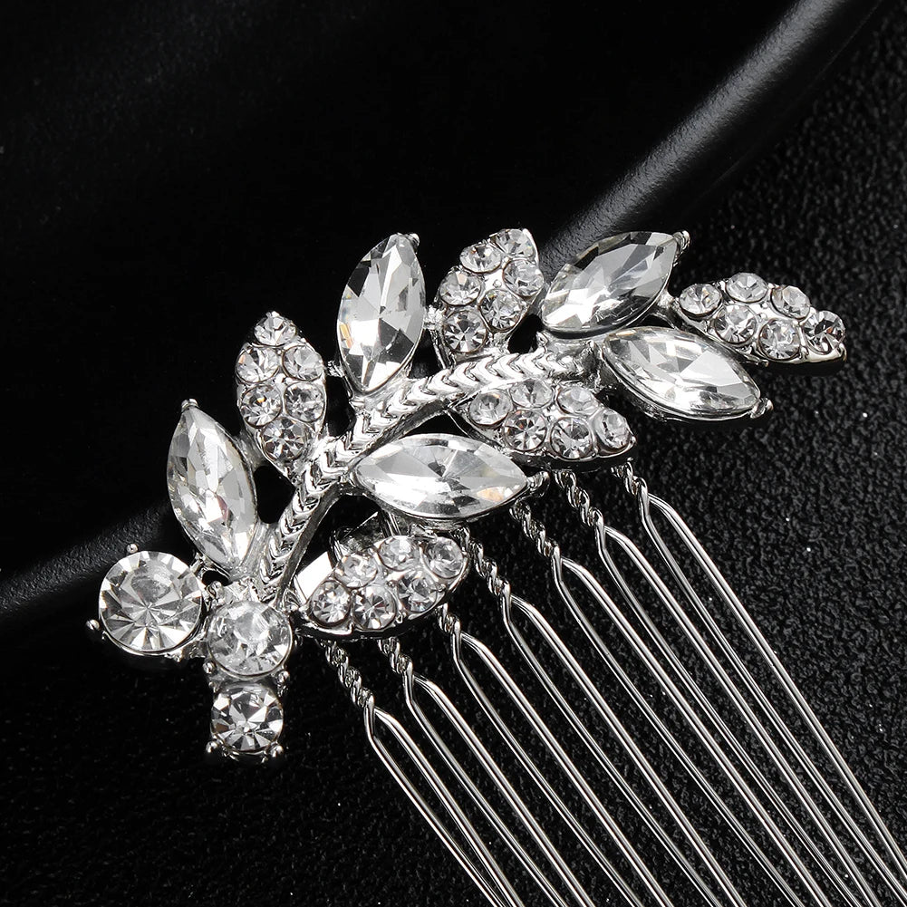 New Silver Alloy Hair Comb Handmade Pearls Rhinestones Fashion Metal Headpiece Elegant Hair Jewellery Accessory For Women