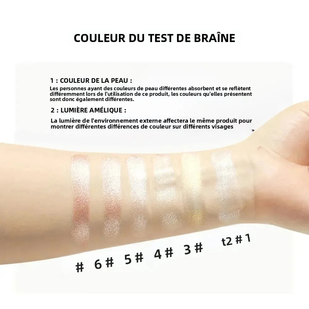 Long-lasting waterproof fine shimmer highlighter, natural glossy effect, brighten the contour and modify the face