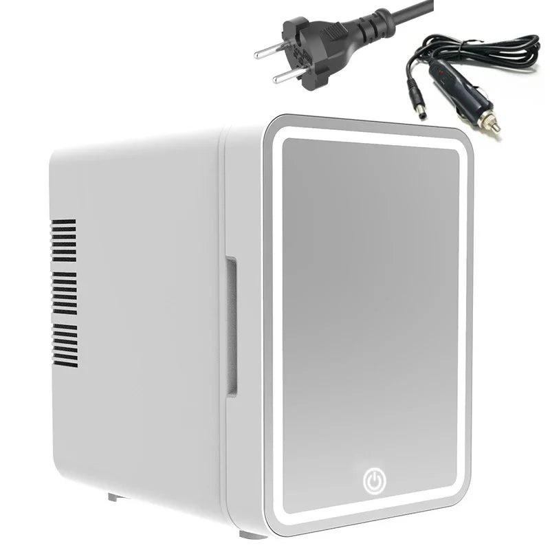 Skincare Fridge with Dimmable LED Light Mirror, 4L Makeup Mini Fridge for Bedroom, Car