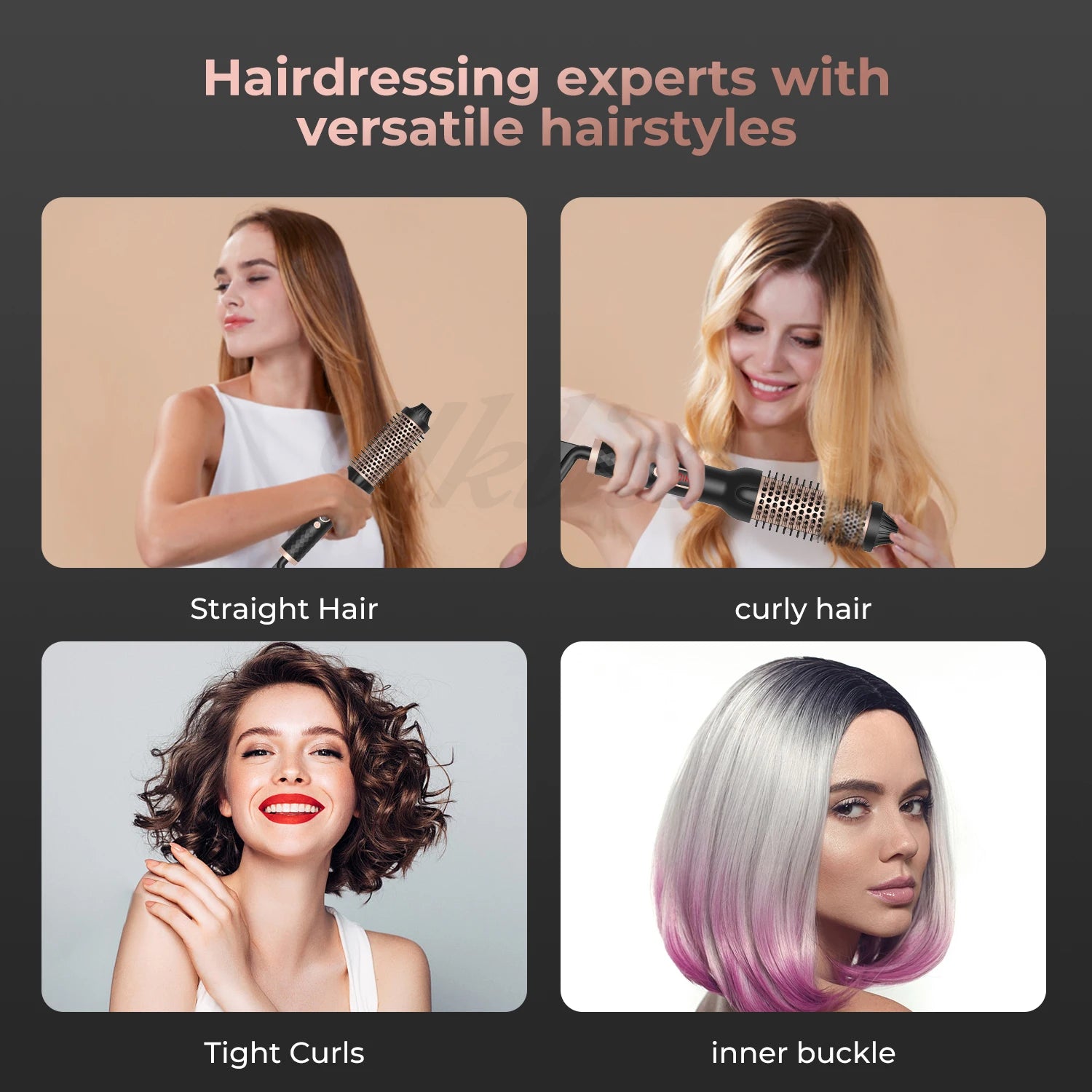 Brosse thermique Brosse à friser chauffante Brosse ronde chauffée Brosse volumisante de 1,5 pouce Peigne à lisser les cheveux en céramique