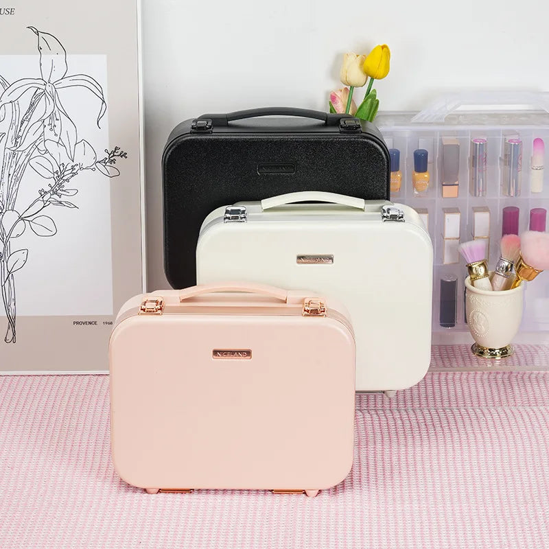 Large Capacity LED Lighted Makeup Case With Mirror Portable Detachable Cosmetic Storage Box Travel Makeup Box Cosmetic Bag