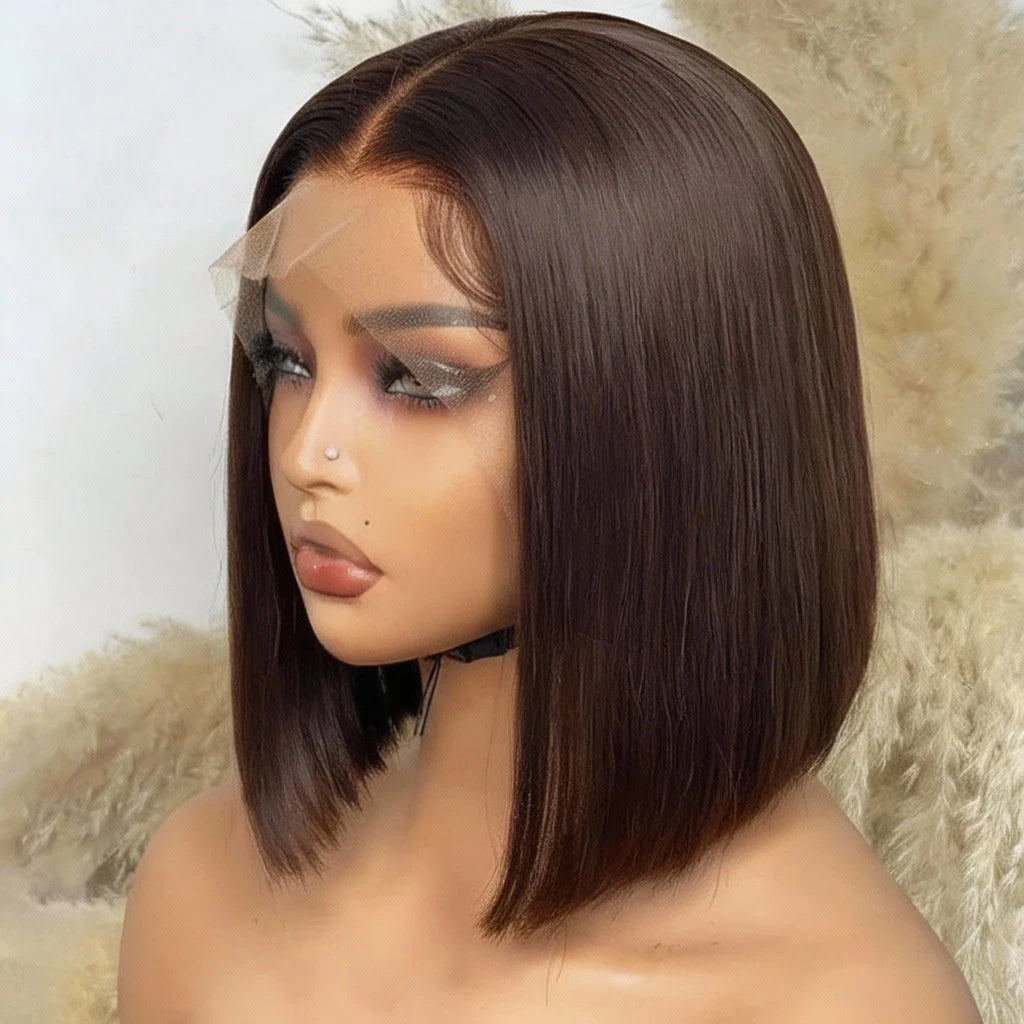 Lagos Hairline Straight Bob Perruque de cheveux humains Court Blond foncé 13x4 HD Lace Frontal Glueless Perruques Preplucked Prêt à porter