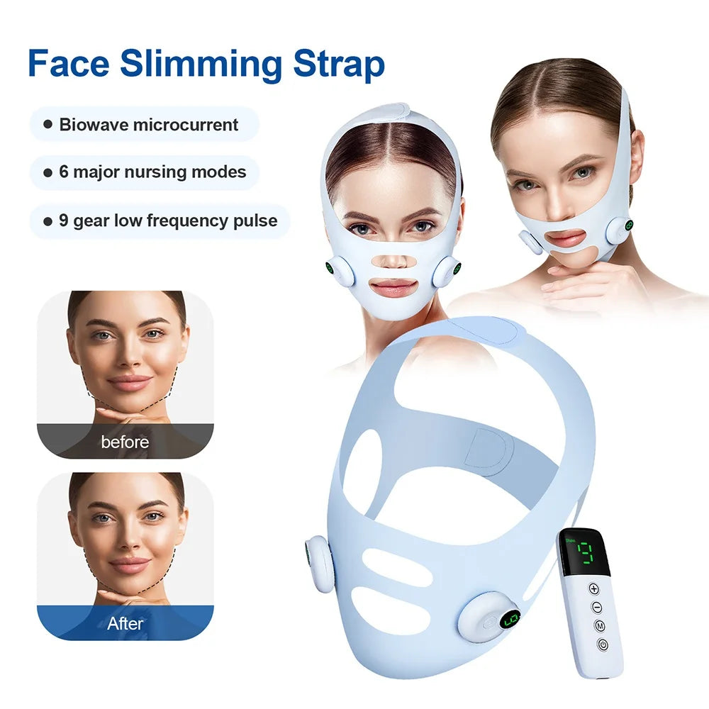 V Line Face Sliming Strap Facial EMS Levage Machine Micro-courant Face Masseur Basse Fréquence Pulse Chin Cheek Lift Up Belt