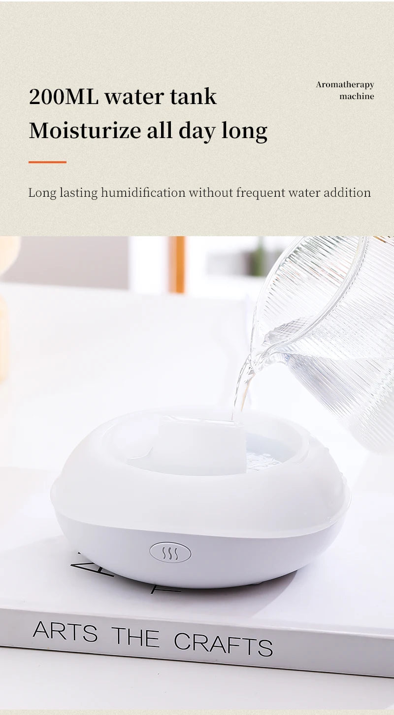 High Quality Aroma Diffuser Essential Oil Lamp 200ml USB Portable Air Humidifier with Color Flame Night Light