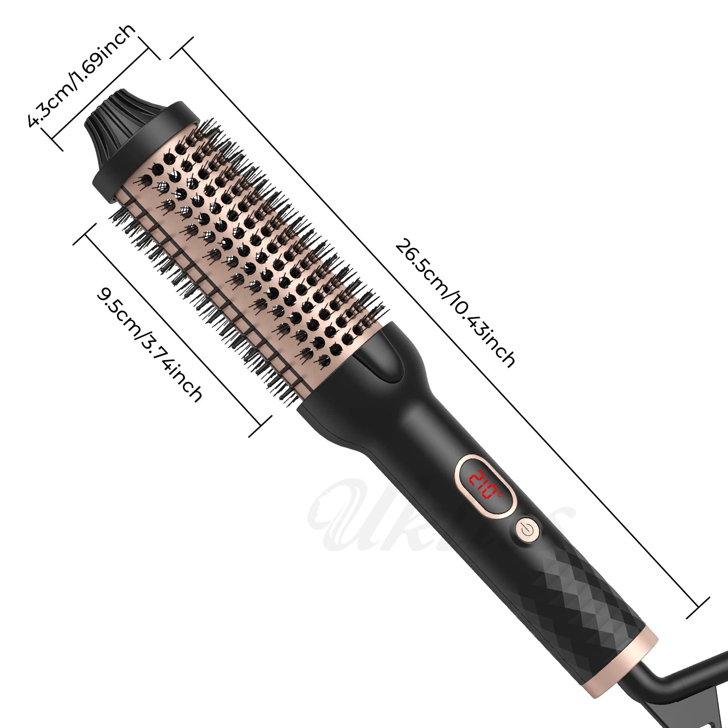 Brosse thermique Brosse à friser chauffante Brosse ronde chauffée Brosse volumisante de 1,5 pouce Peigne à lisser les cheveux en céramique