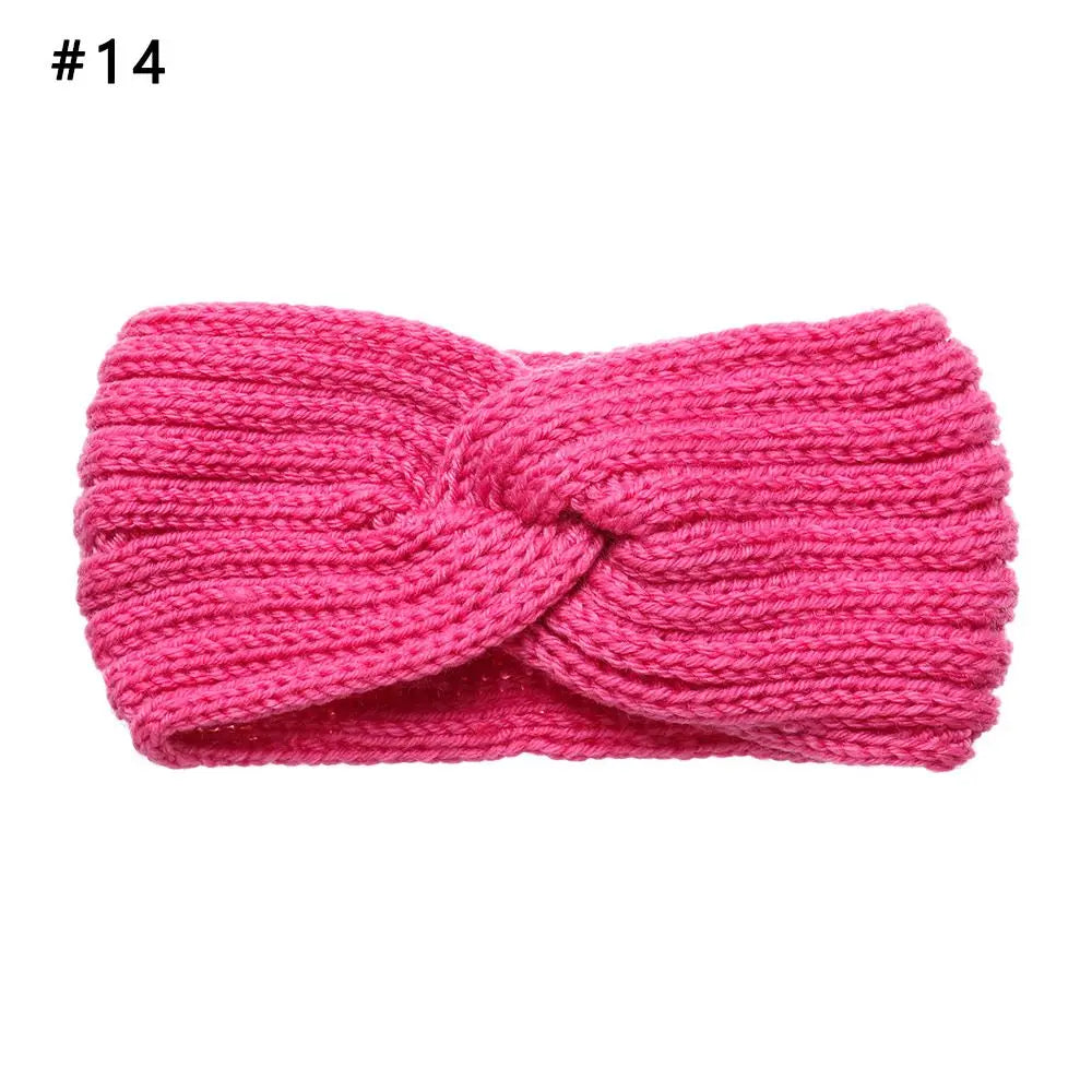 Women Weaving Cross Headband Knitting Warm Headwear Leopard Bowknot Turban Wide Fashion Winter Cycling Crochet Turban Colorful